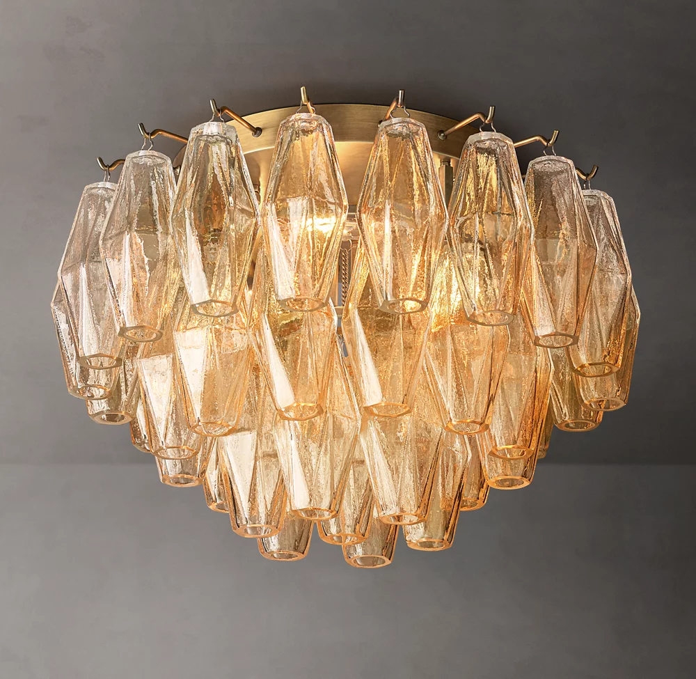 Chiaray Clear Glass Flushmount Chandelier Lighting For Dinning Room
