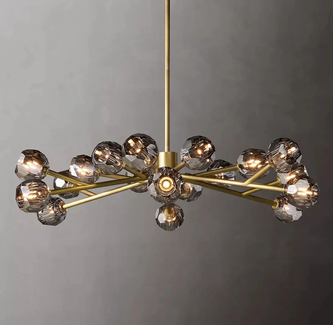 Boule De Cristal Smoke Glass Ball Contemporary Round Chandelier Lighting 48"