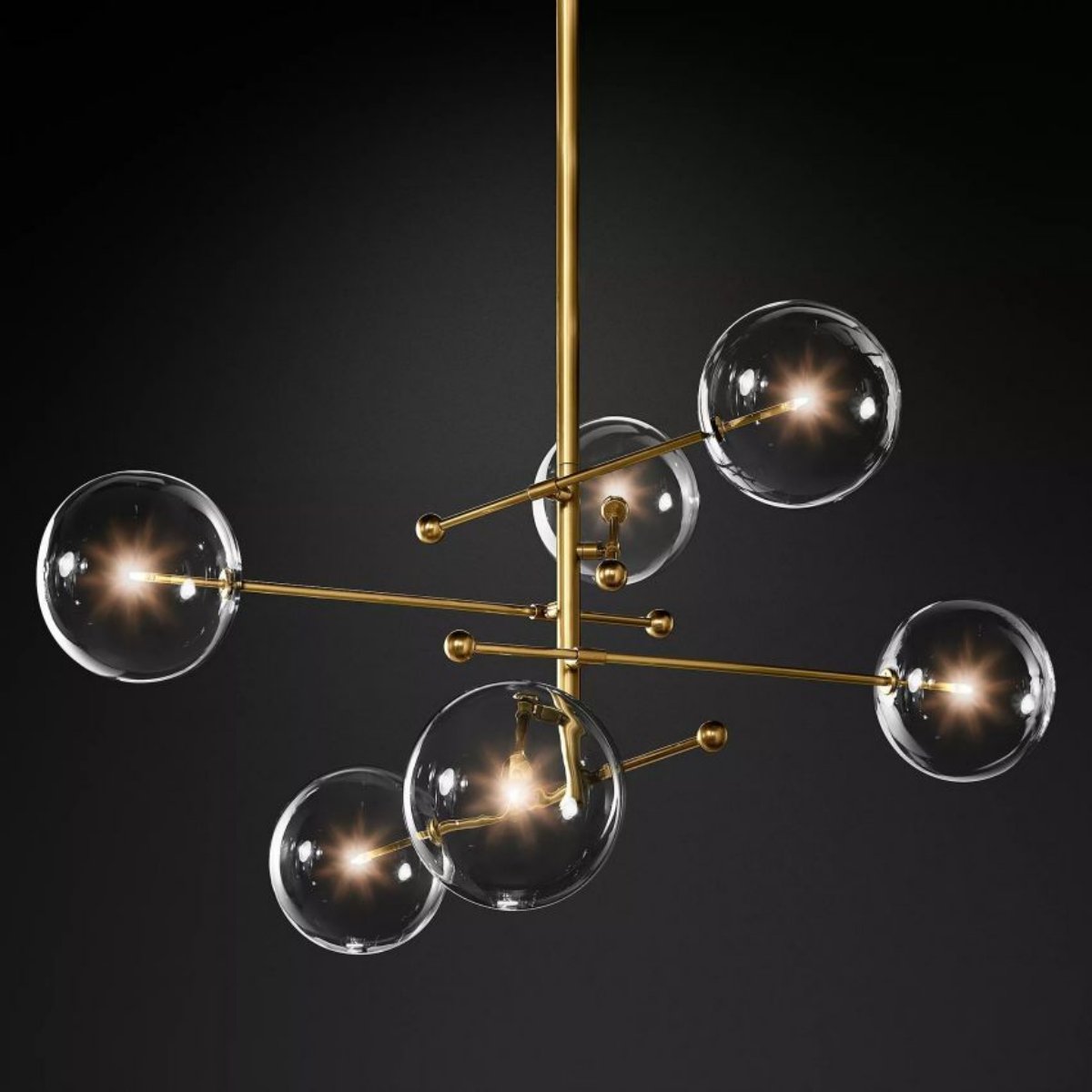 Sierra Glass Globe Modern Statement Six-Arm Chandelier Lights 55"