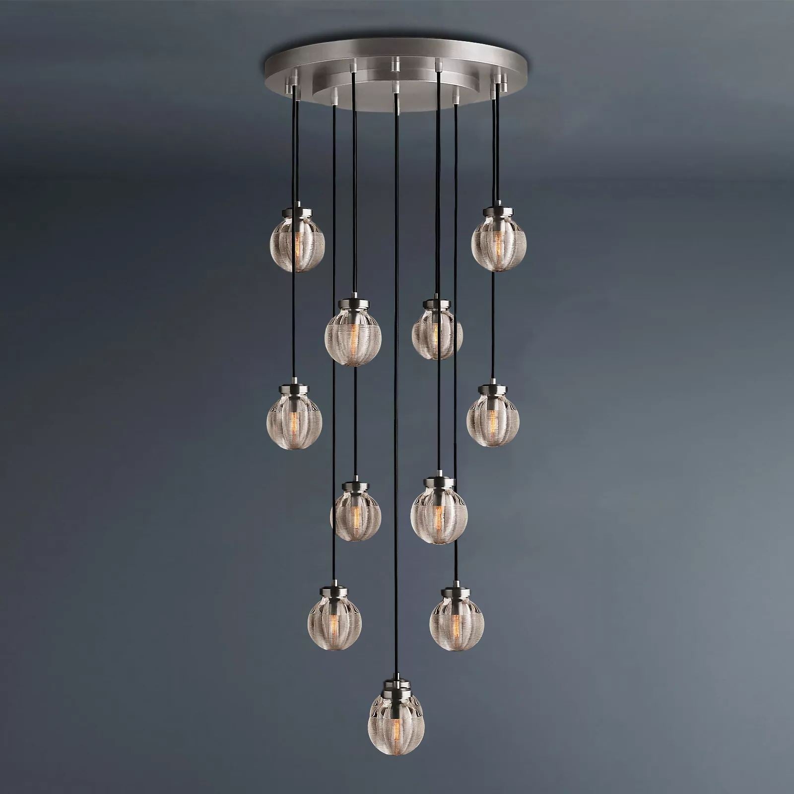Pearly Round Chandelier 22" Vintage Artistic Ceiling Light