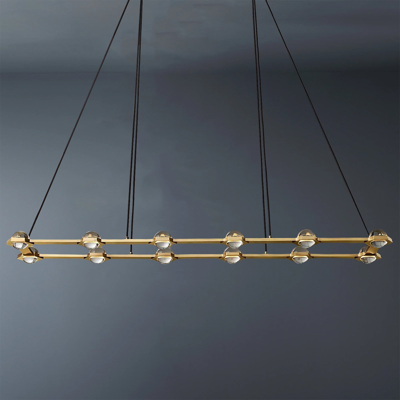 Éclatant Vintage Rectangular Chandelier Lighting 72"