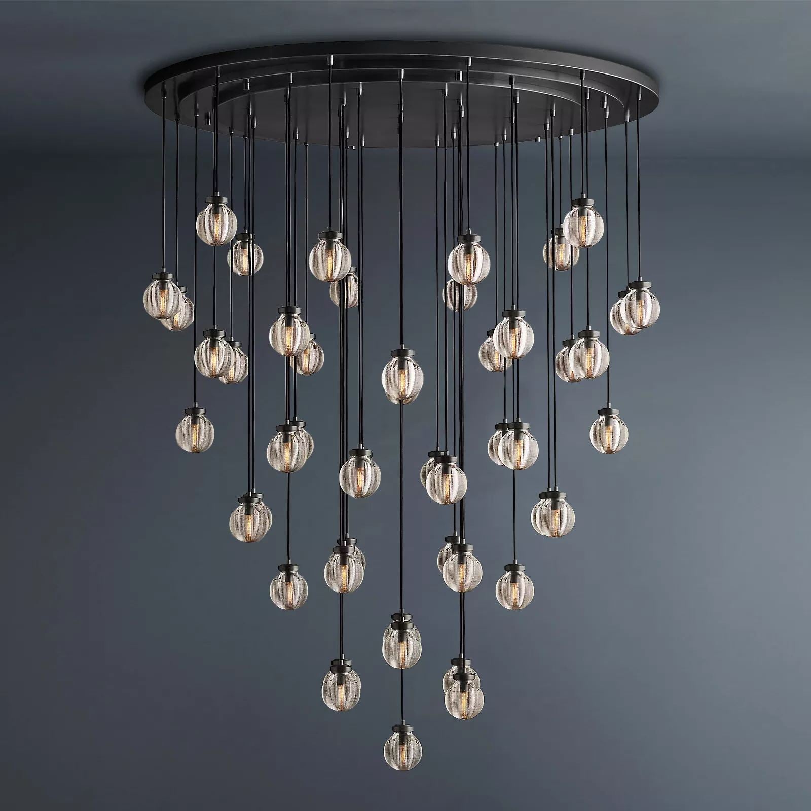Pearl Round Chandelier 60" Luxury Vintage Decorative Light Fixture