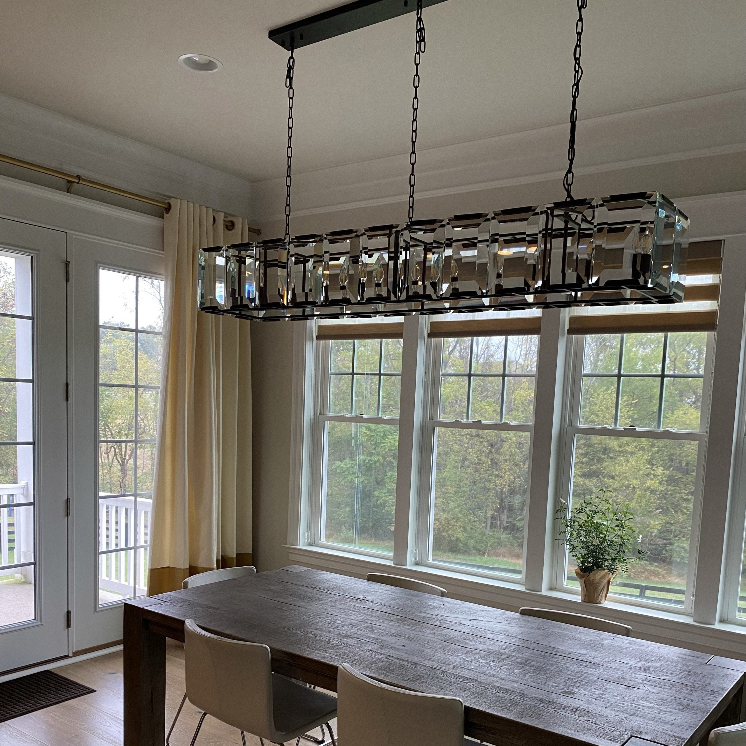 Harlowe Crystal Rectangular Chandelier Lighting 74" For Dining Room