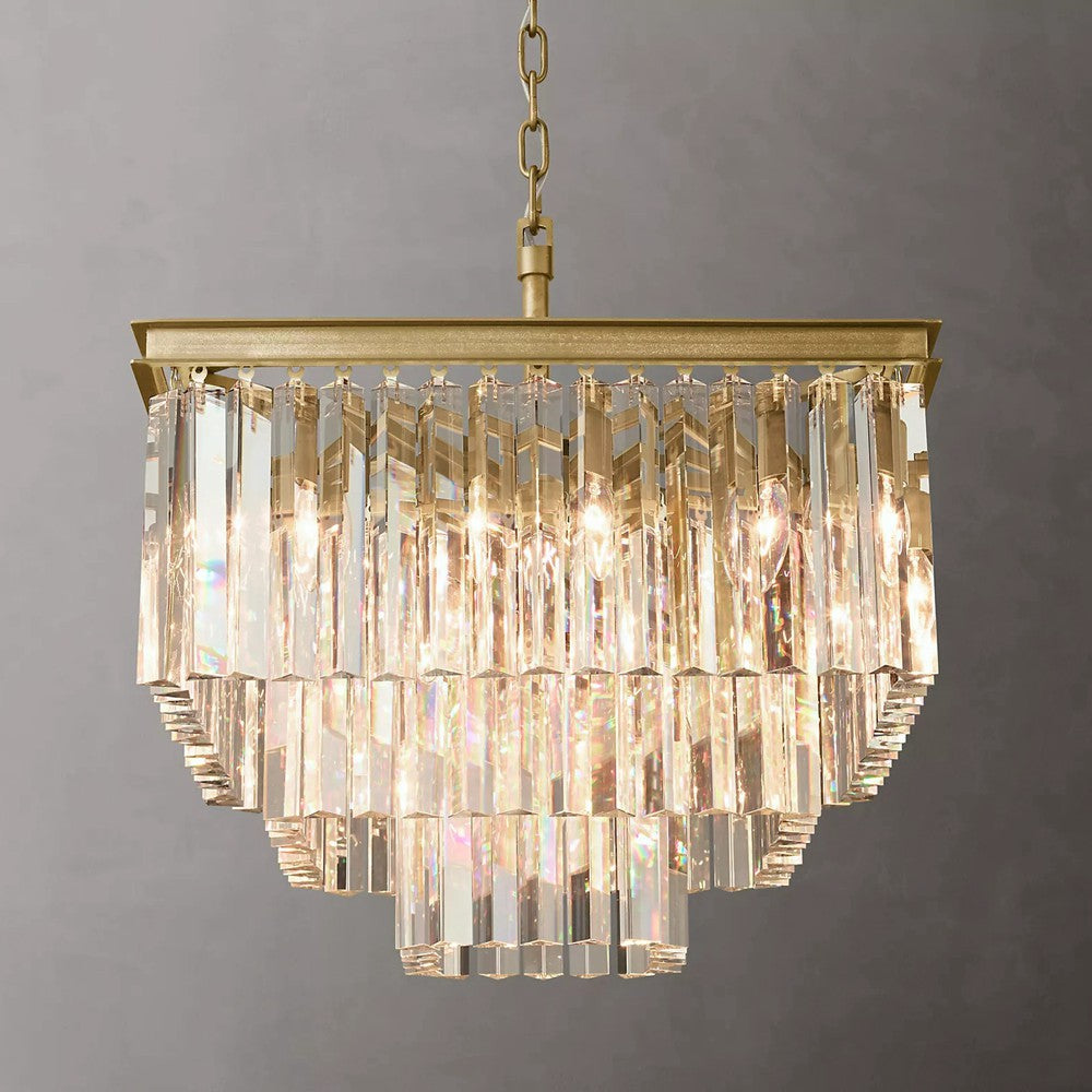 1920s Odeon Crystal Square Chandelier Lighting Fixtures for Dinning Table