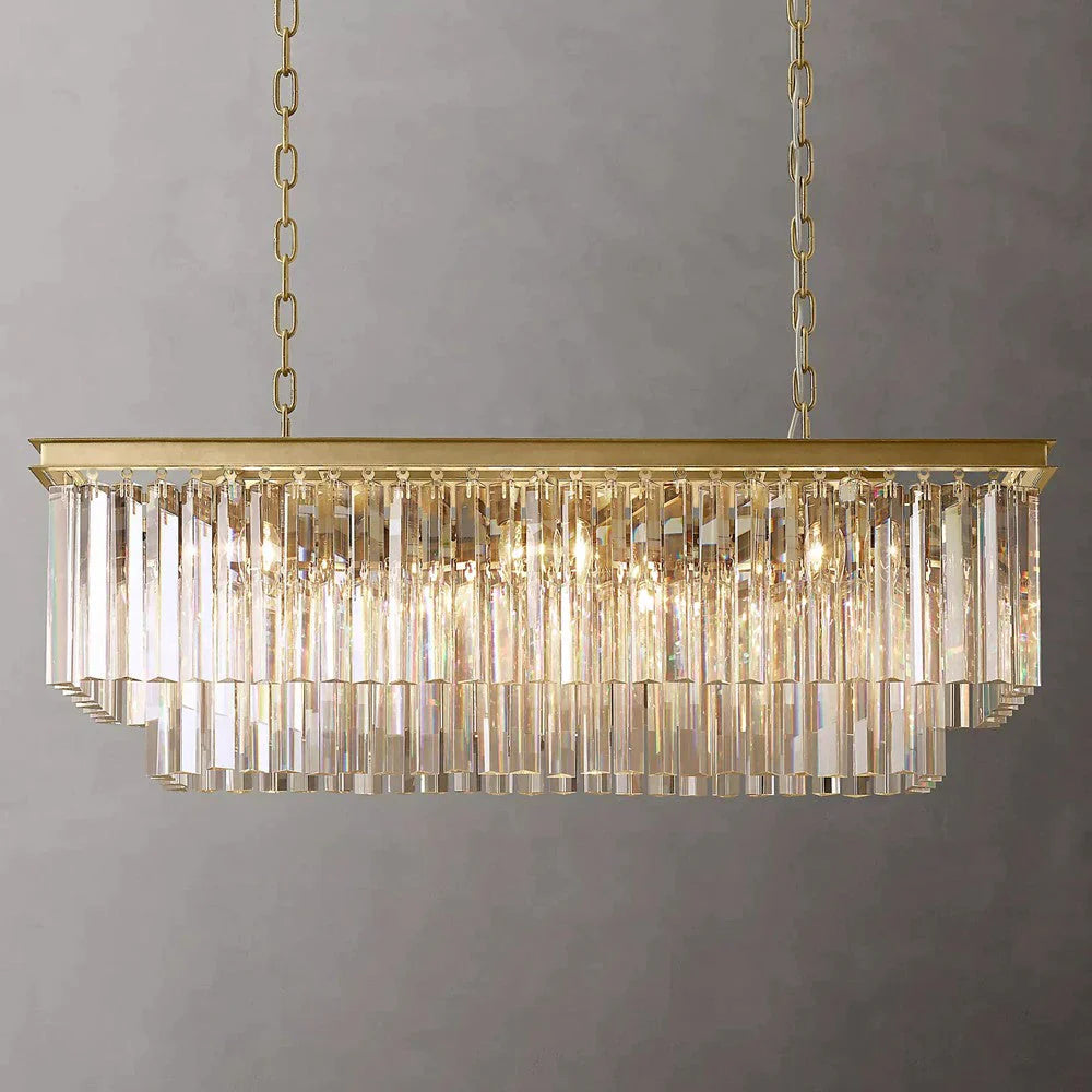 1920s Odeon 2 Tiers Crystal Linear Chandelier Lightings