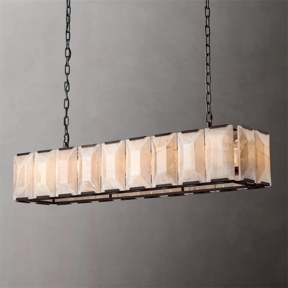 Harlowe Calcite Rectangular Chandelier Lighting 62" for Living room