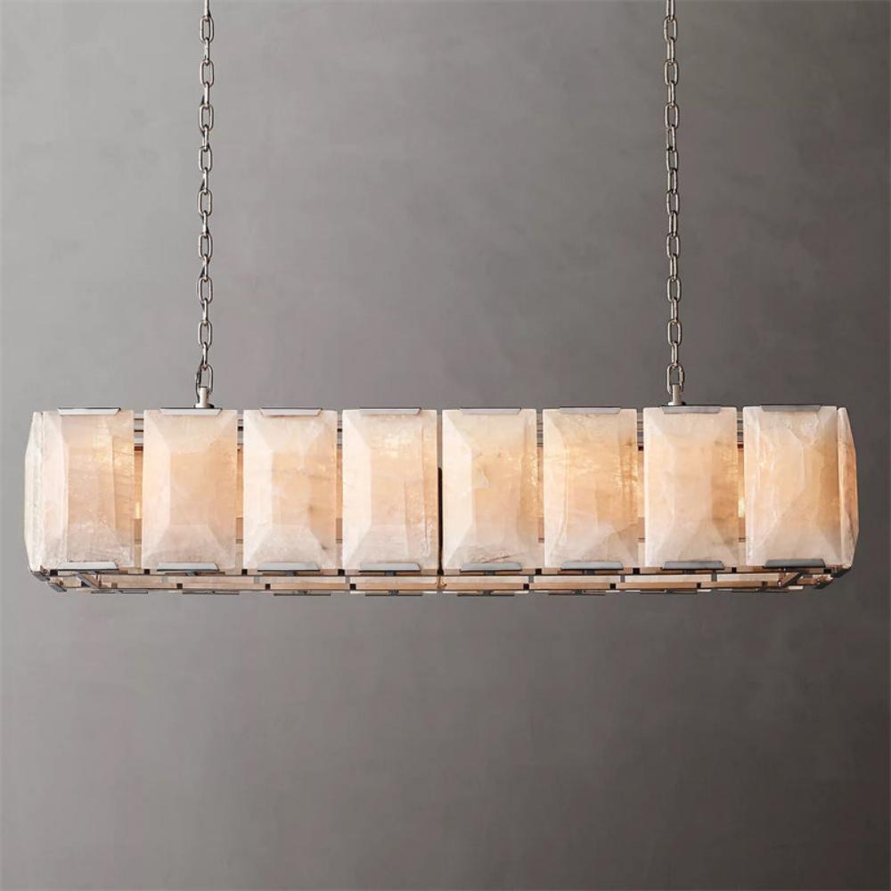 Harlowe Calcite Rectangular Chandelier 55" For Living Room
