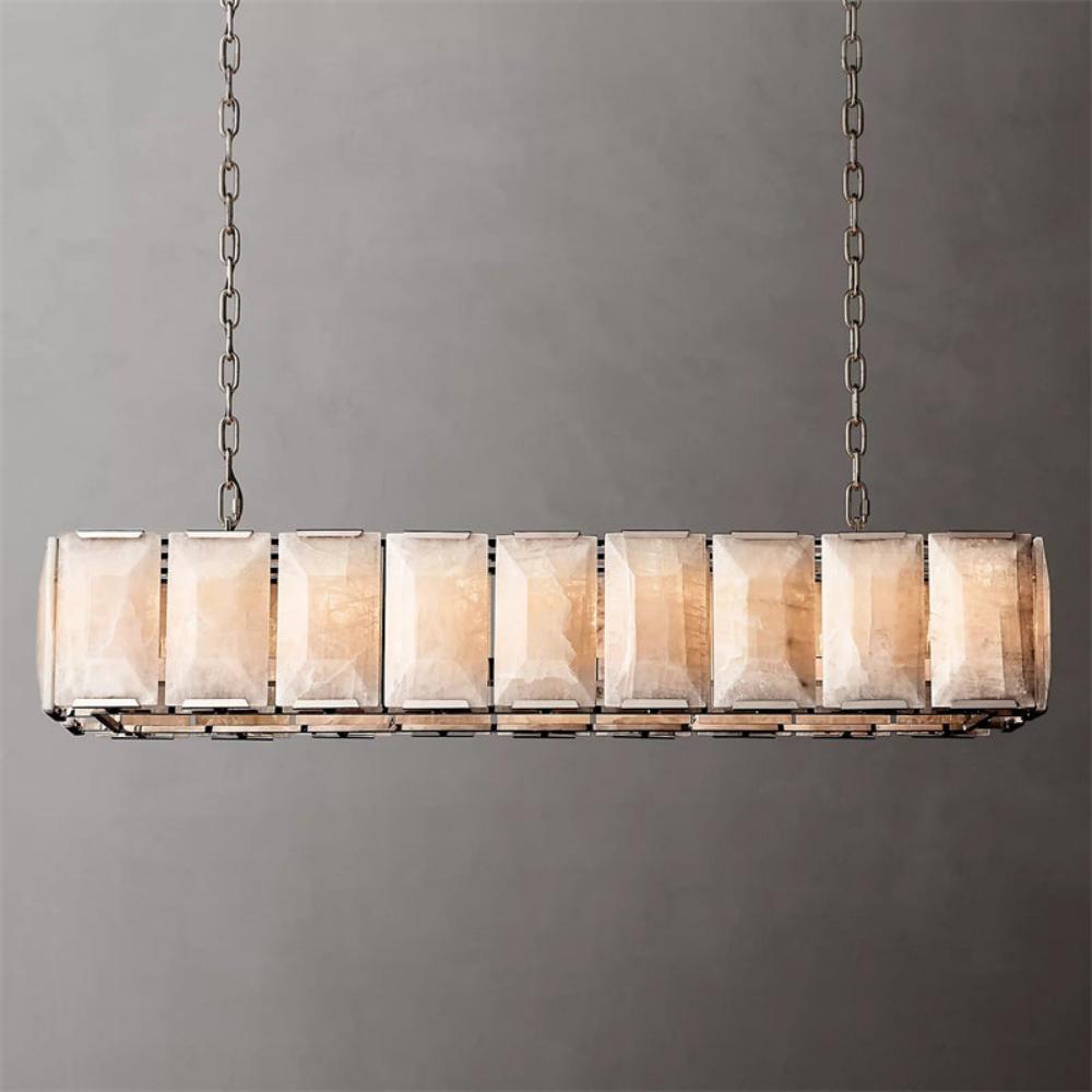Harlowe Calcite Rectangular Chandelier Lighting 62" for Living room