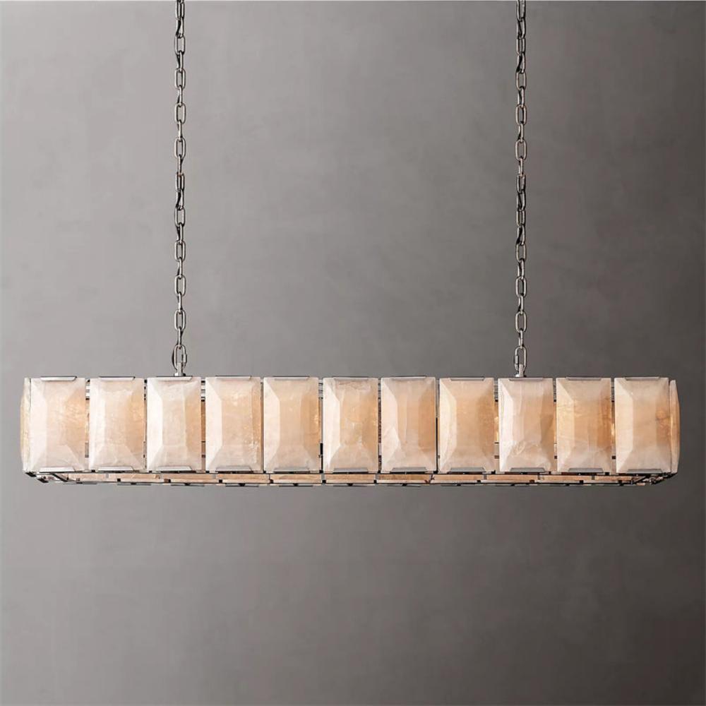 Harlowe Calcite Modern Rectangular Chandelier Lighting 74"