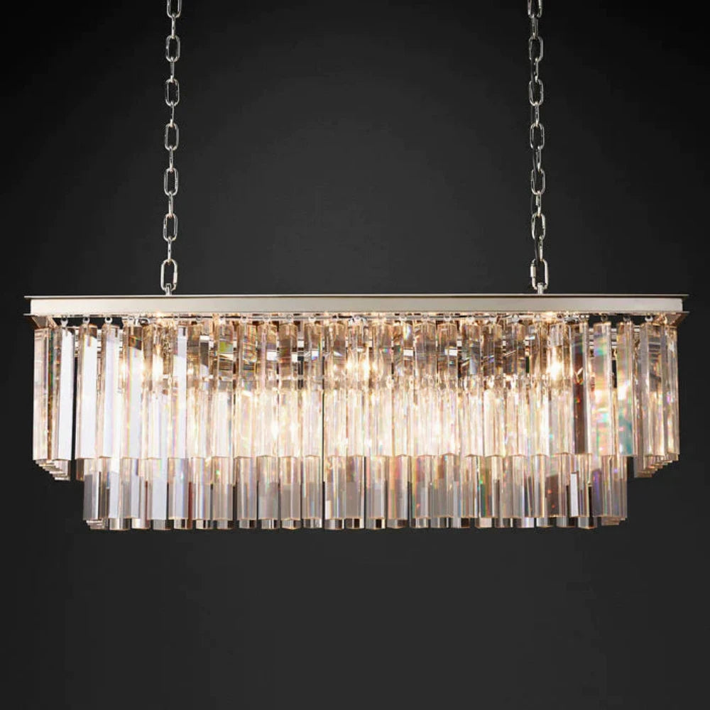 1920s Odeon 2 Tiers Crystal Linear Chandelier Lightings