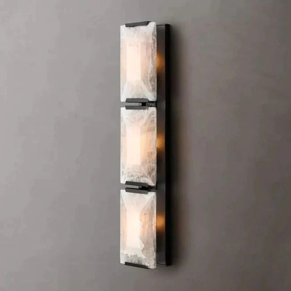 Harlowe Translucent Modern Calcite Triple Wall Sconce For Bedroom
